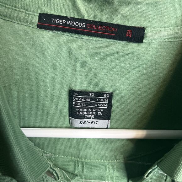 Nike Dri Fit Polo Shirt Mens XL Green Tiger Woods Collection Short Sleeve Check - Picture 3 of 9